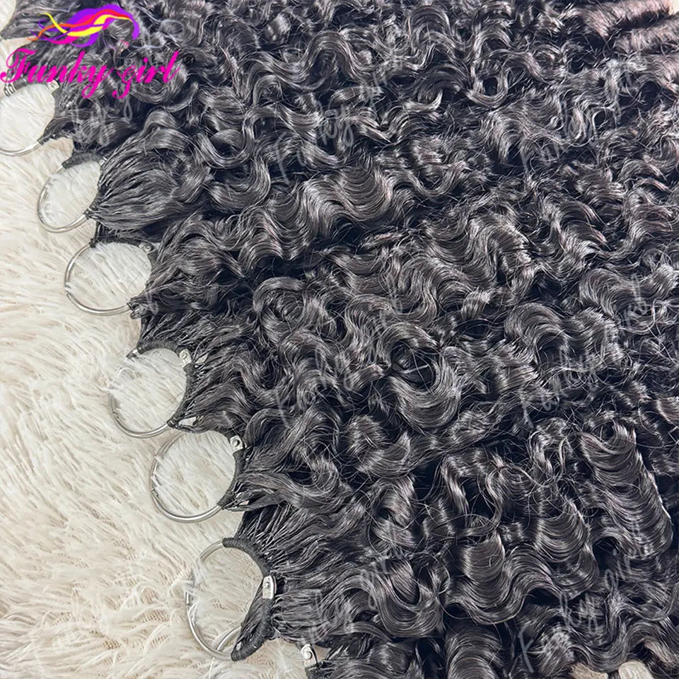 12A Burmese Curly Feather Crochet Human Hair 60g Knotless Pre-Separated Feather Human Hair Crochet Bundles Remy Hair Extensions