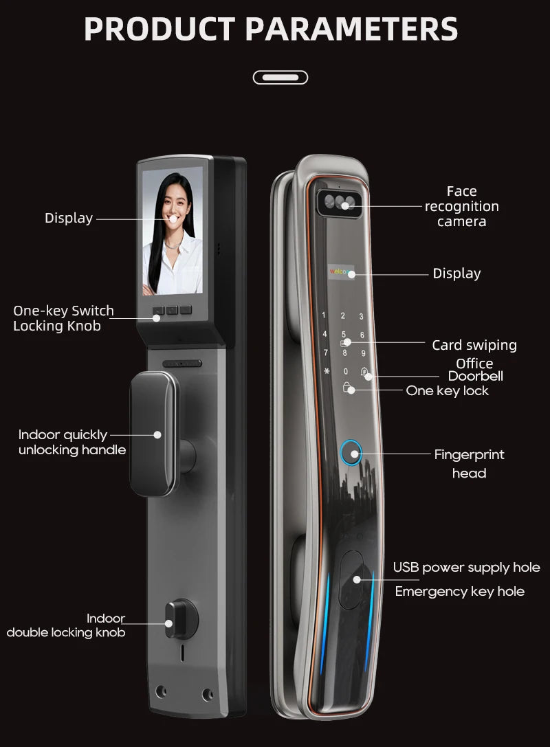 Wifi Tuya APP Password Door Lock Face Recognition Smart Lock With Camera  Digital Electronic Lock Automatic