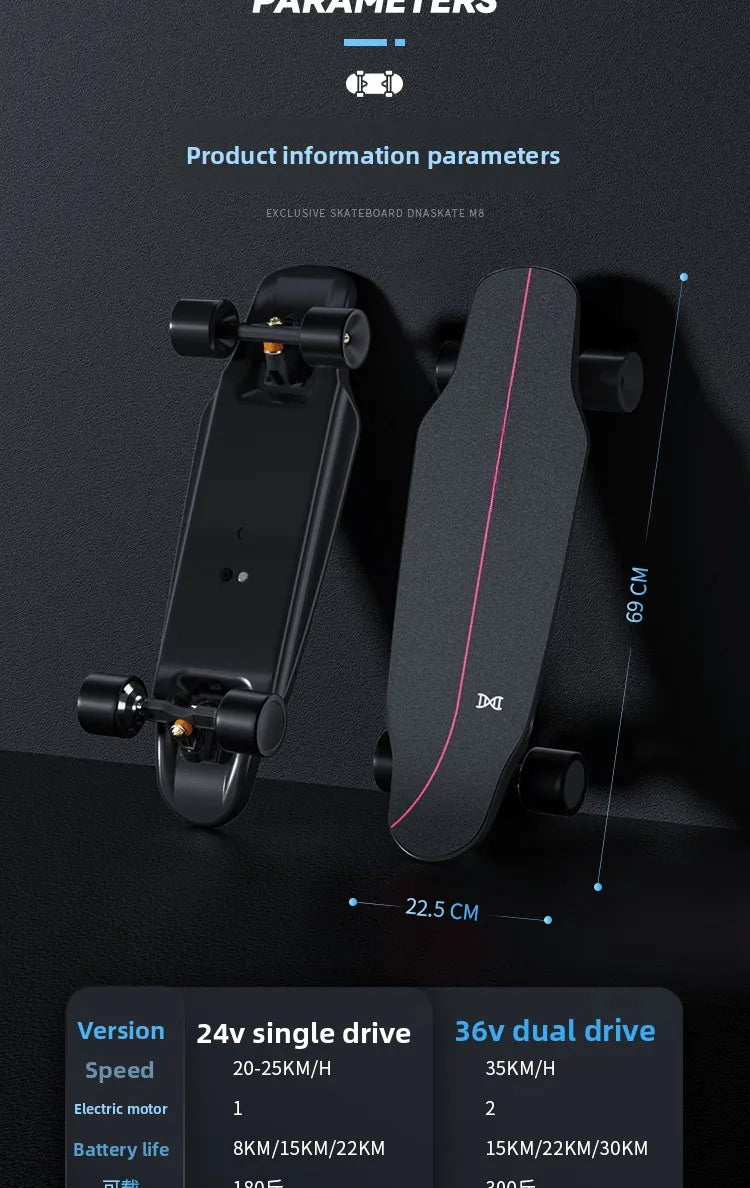 8 Electric scooter four-wheeled beginner adult skateboard wireless remote control roller skating balance dual-drive scooter,