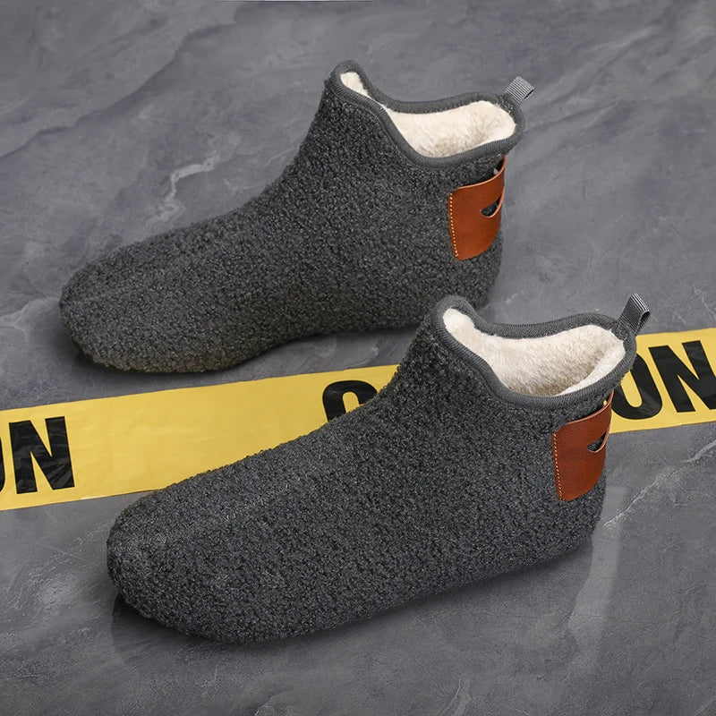 YRZL Winter Cotton Shoes Men High Top Warm Slip on Lightweight Slippers Men Plush Indoor Cotton Loafers Men Winter Warm Shoes