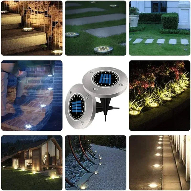 1/4/8Pack Solar Lights Outdoor 8/20LEDs Disk Underground Lamp Spotlight Buried Solar Light for Home Garden Lawn Yard Decoration