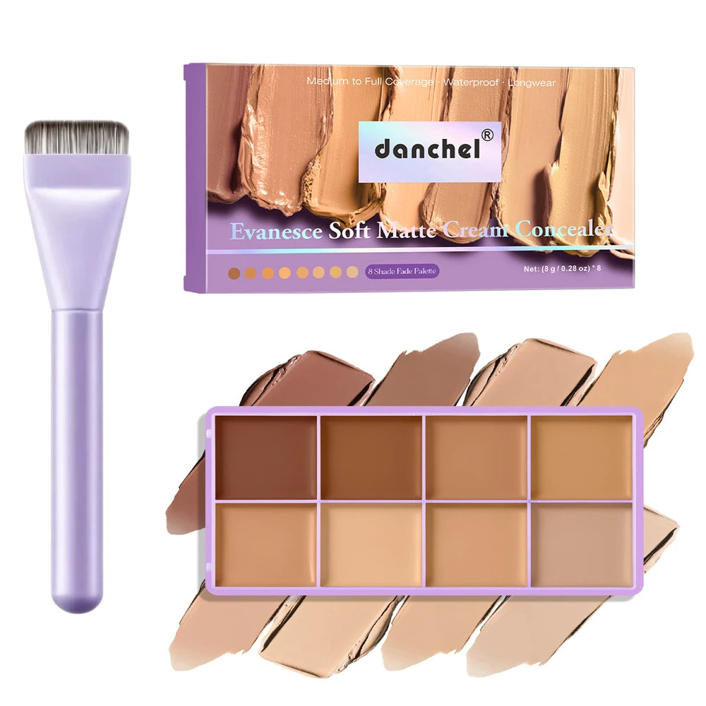 8 Shade Soft Matte Cream Concealer Palette Full Coverage Fade Dark Circles Blemishes Waterproof Long Lasting Oil Control Makeup