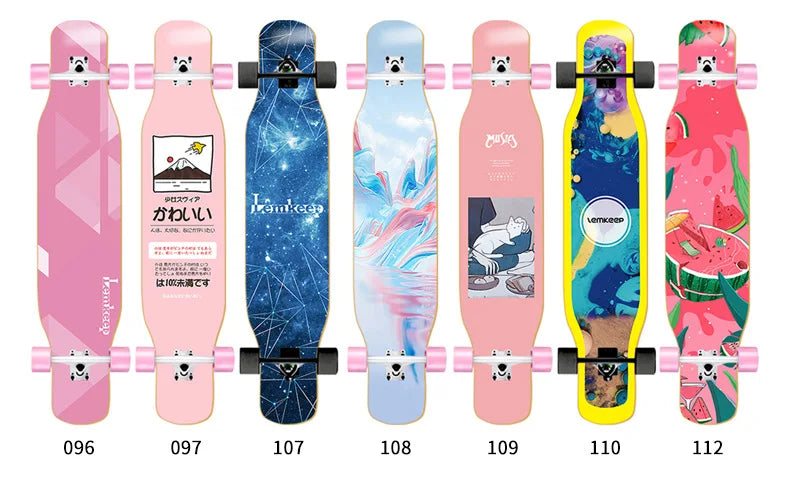 Longboard Beginner Boys and Girls Adult Professional Double Dancing Board 44in Teen Maple Quad