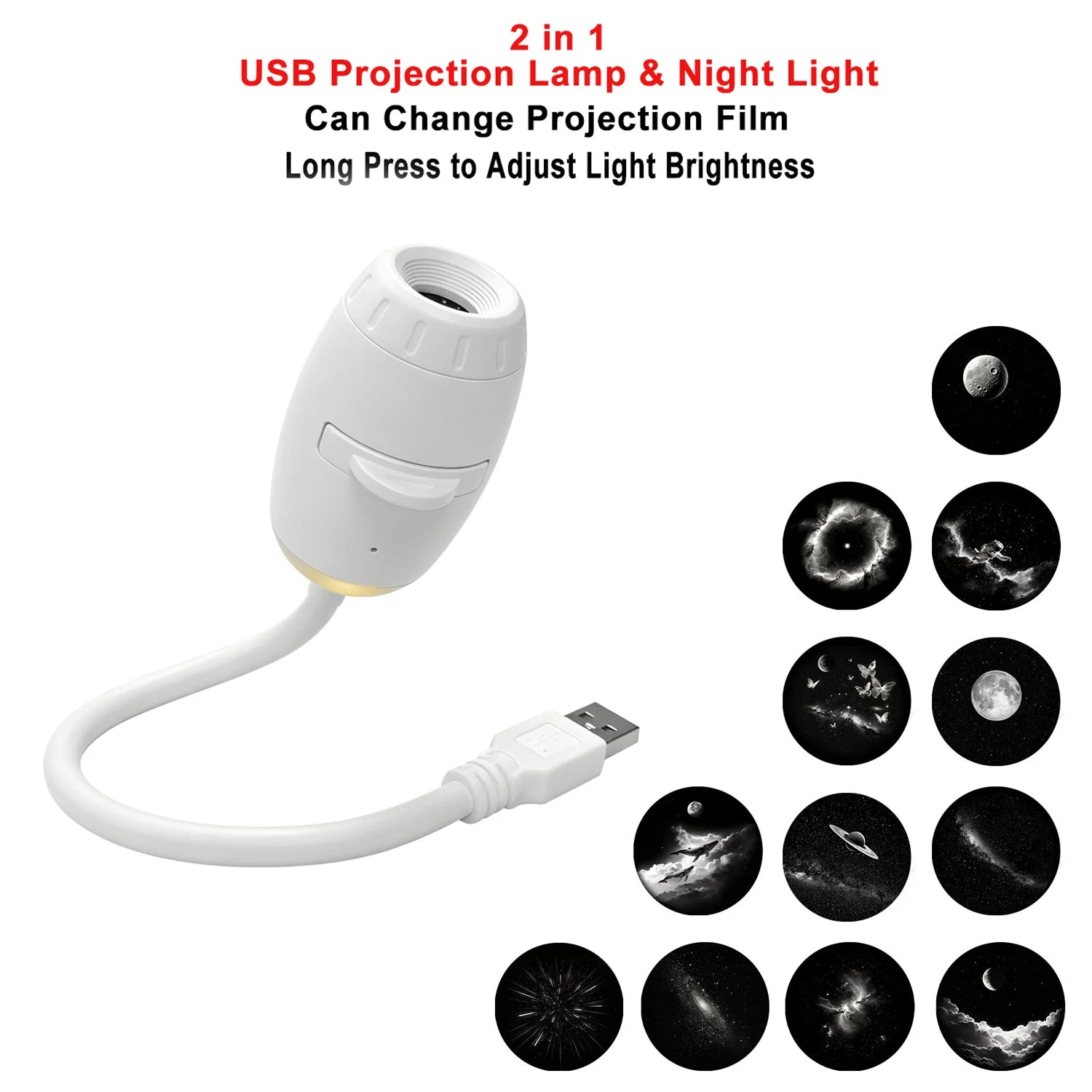 USB Galaxy Projector Light Car Roof Projection Lamp Atmosphere Ambient Light Saturn Starry Star Light Party Decor Romantic Light