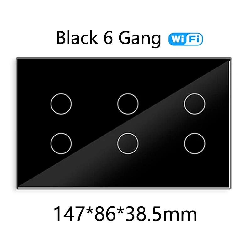WIFI Smart Touch Light Wall Switch Interruptor Glass Panel 8/10 Gang 147*86mm Work Tuya APP  Whole house intelligent control