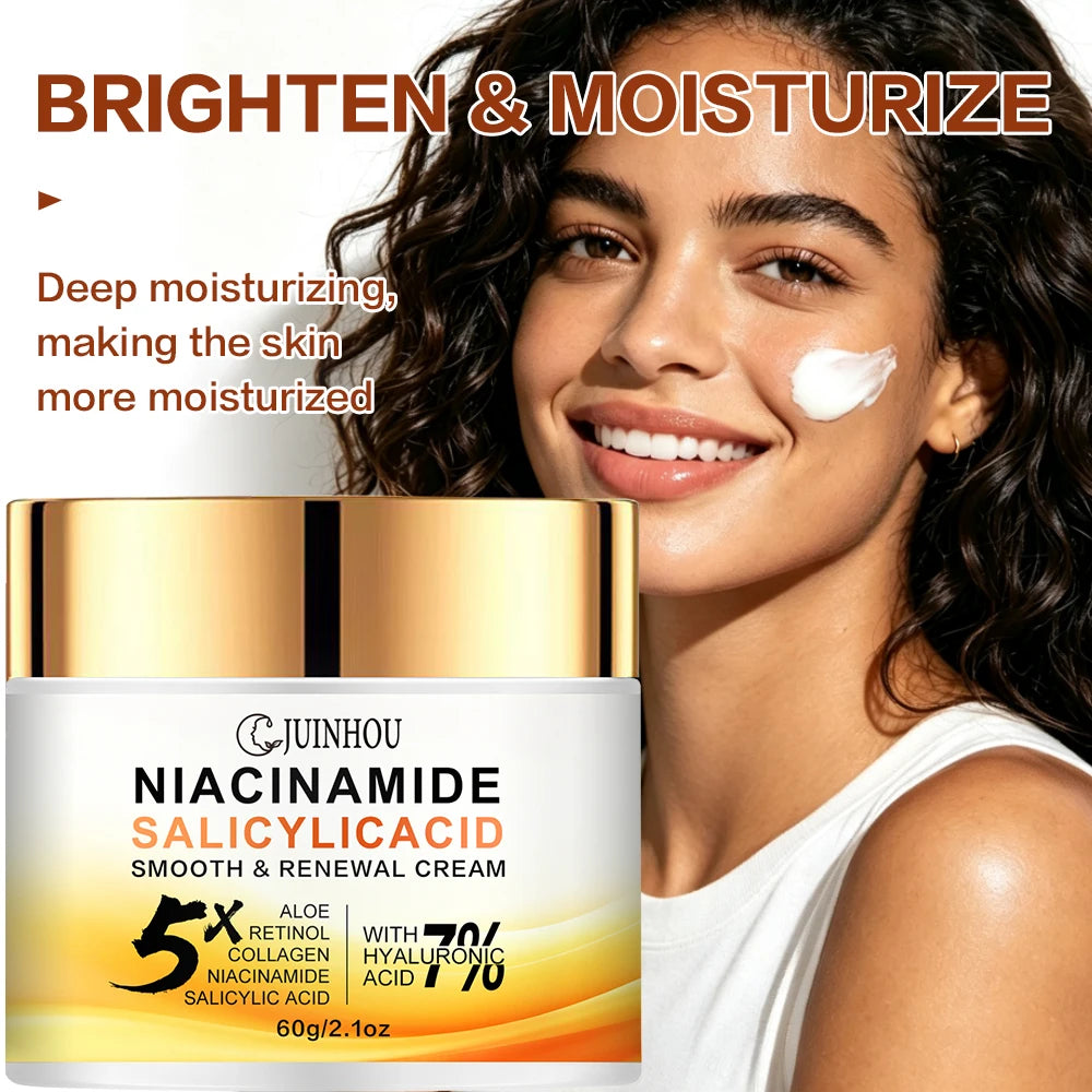 JUINHOU Facial Cream 5% Niacinamide 2% Salicylic Acid Oil Control Pore Cleansing Smooth Uneven Skin Daily Facial Moisturizer