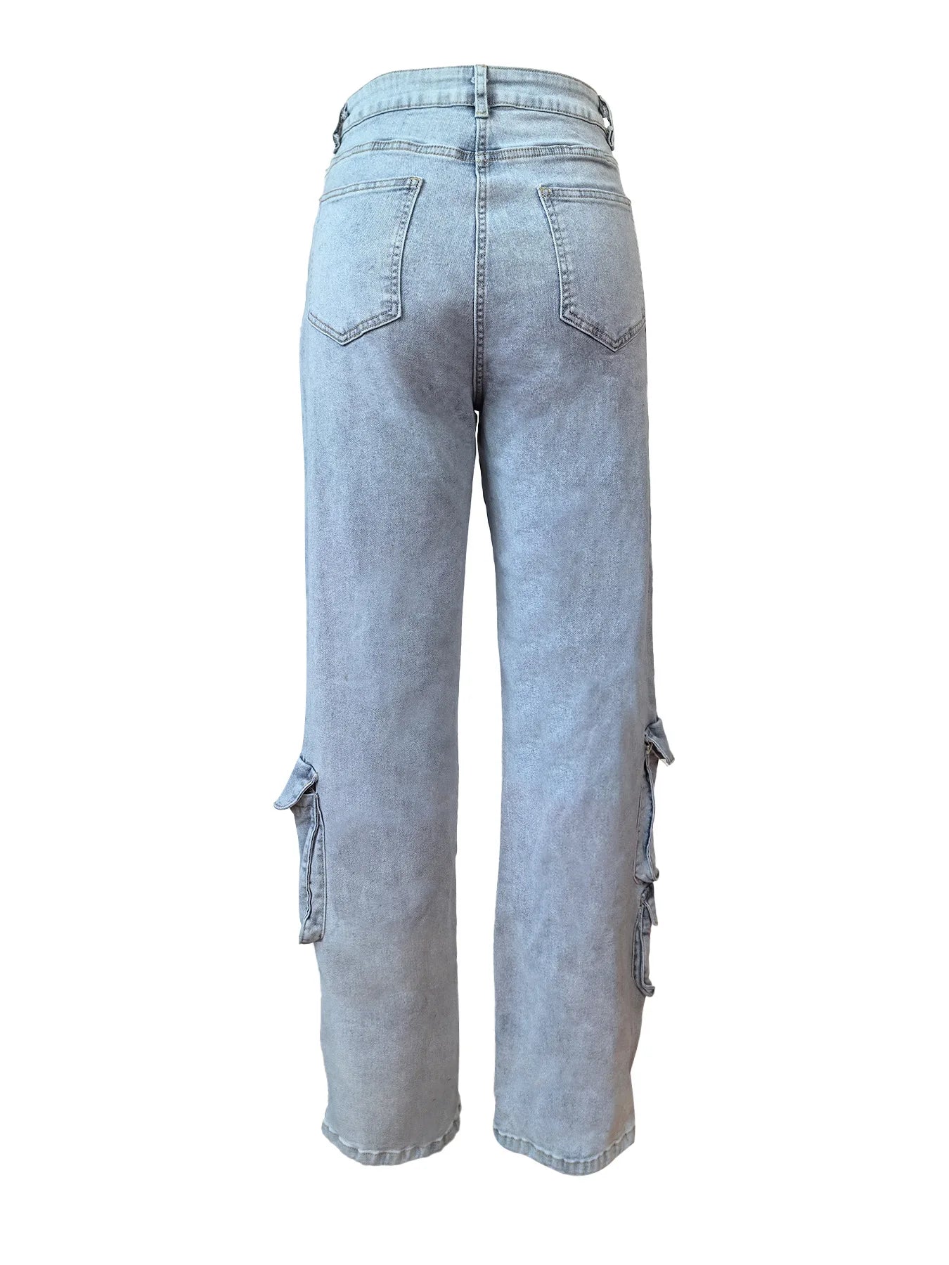 2024 Women's Fashion Streetwear Denim Cargo Pant Fall Y2K Casual Multi-Pocket Loose Straight  Jeans For Women