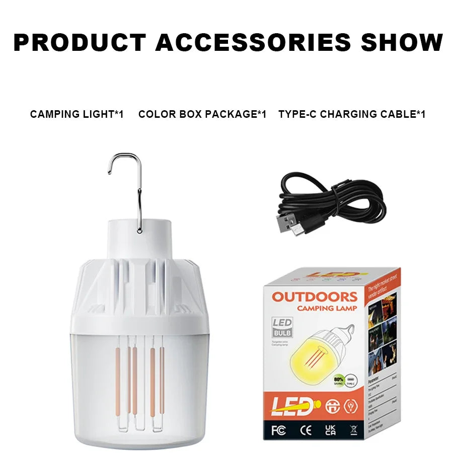 LED Camping Lights Rechargeable Flashlights 4 Lighting Modes Lamp Outdoor Portable Emergency Torch Hanging Lantern