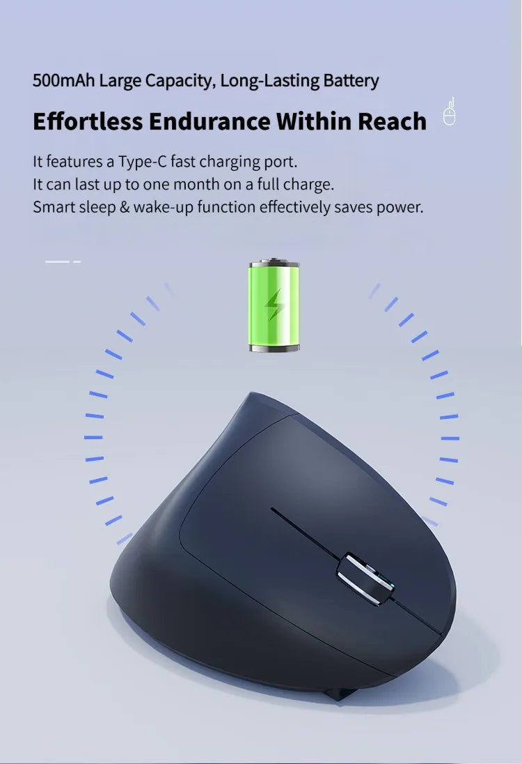 NexusClick Dual Mode Ergonomic Vertical Mouse,Rechargeable/AA Battery Powered,Adjustable DPI Mute Buttons RGB Mouse for Computer
