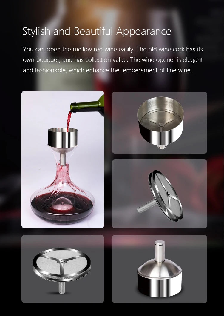 Stainless Steel Wine Aerator Shower Funnel with Sediment Strainer