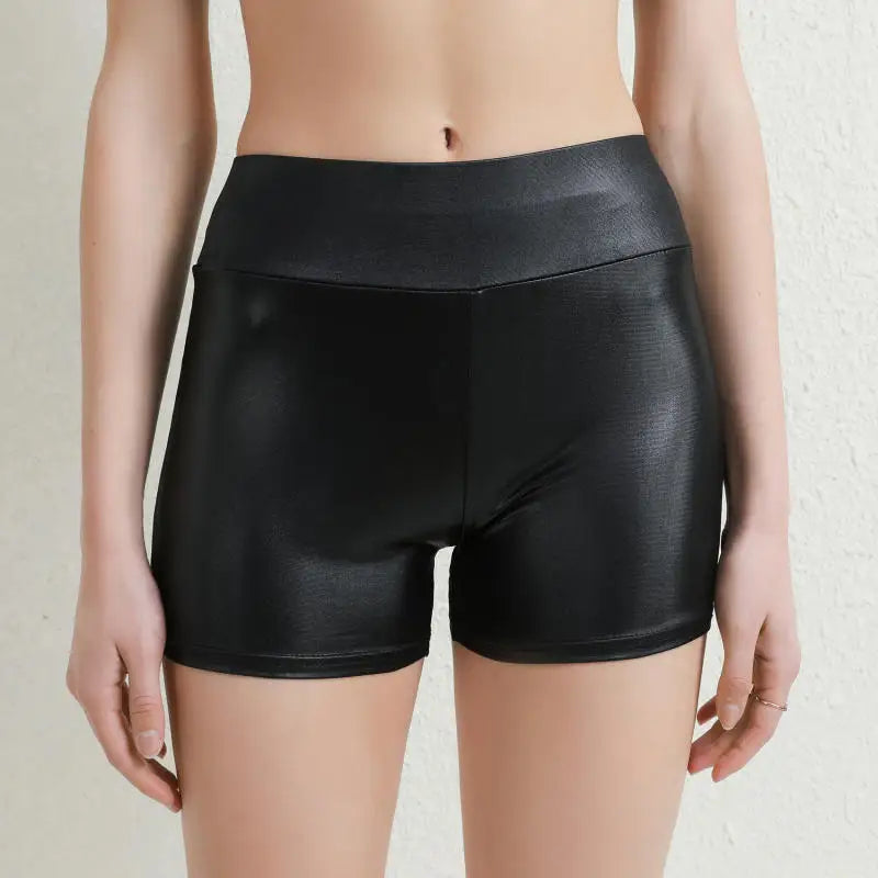 2026 Sexy Womens Shorts Shiny Elastic High Waist Shiny Faux PU Leather Short Pants Slim Hot Dance Clubwear Mini Shorts