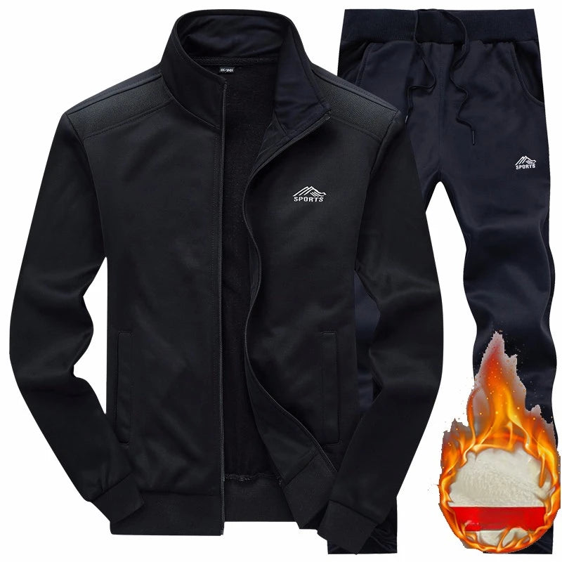 2025 Gym Spring Jacket + Pants Casual Tracksuit Men Sportswear Tracksuits Men Polyester Sweatshirt Sporting Fleece ropa hombre