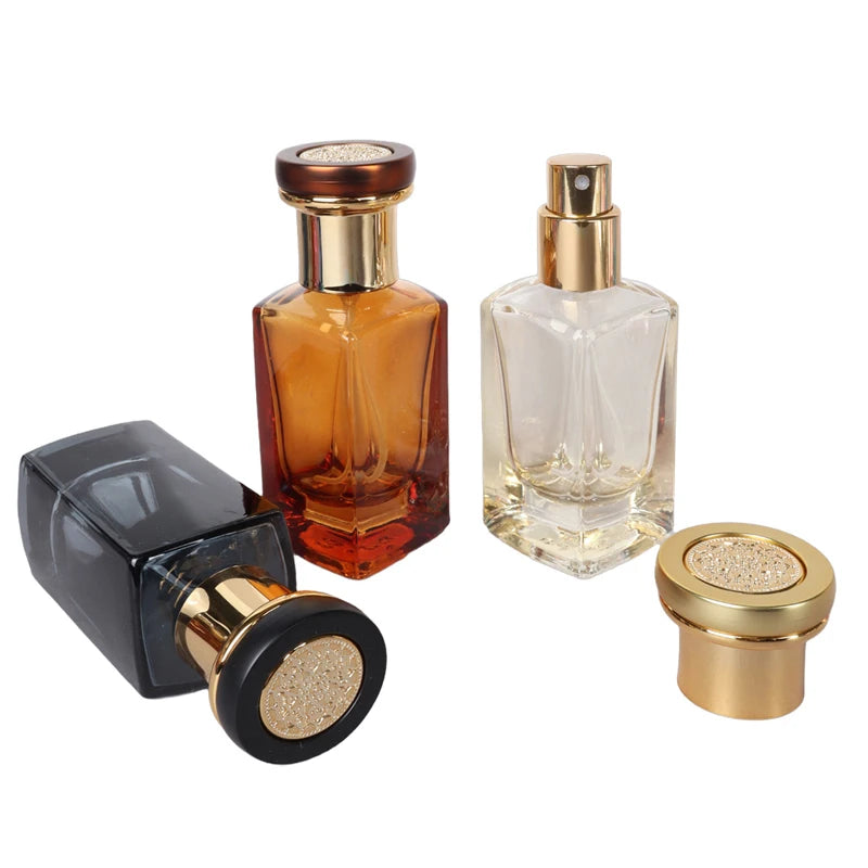 Men Women Perfume Refillable Bottle Fragrance Cosmetic Packaging Square Glass Spray Bottle For Travel Accessories