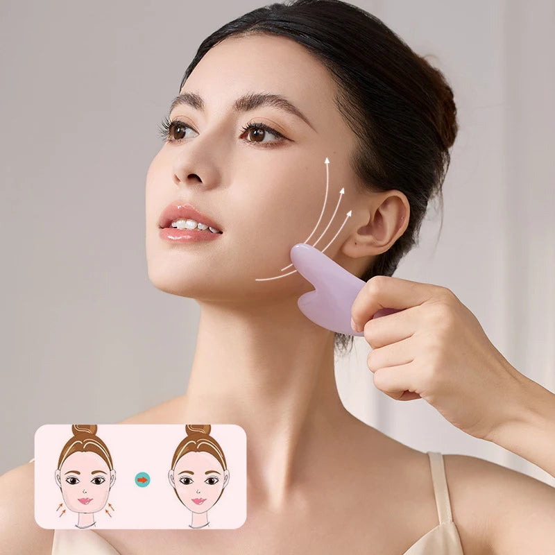 Double Head Facial Massage Roller Eyes Face Lifting Tighten Resin Guasha Board Roller Face Spa Massager Beauty Skincare Tools