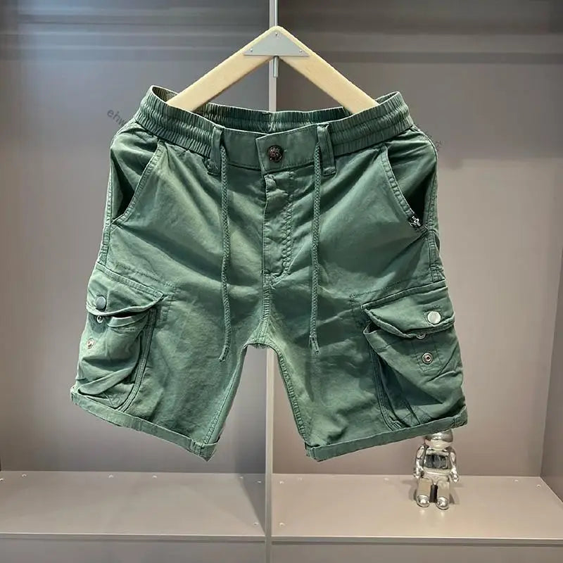 2025 Summer Work Shorts for Men Casual Multi-pocket Loose Elastic Five Points