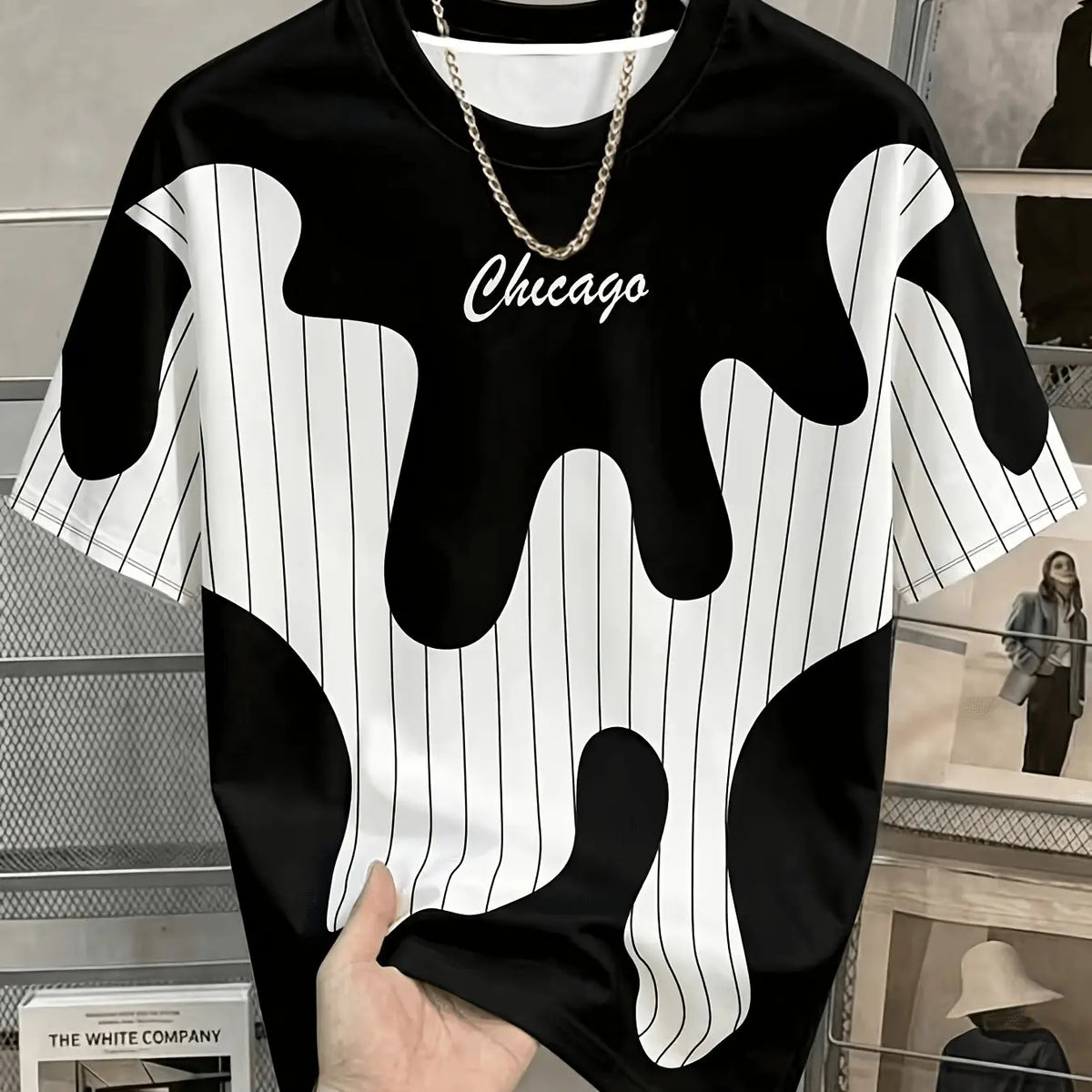 Men Mesh Sports T‑Shirt Abstract Patchwork Print O‑Neck Short Sleeve Loose Breathable Summer Casual Top
