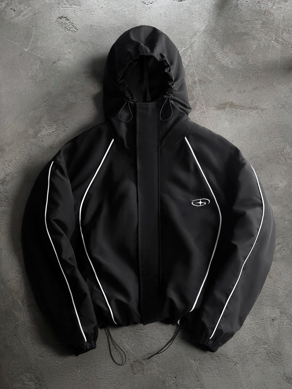 Men's & Women's Cropped Hooded Jacket Y2K Racing Color Block Zip‑Up Streetwear Windbreaker Outerwear S‑2XL