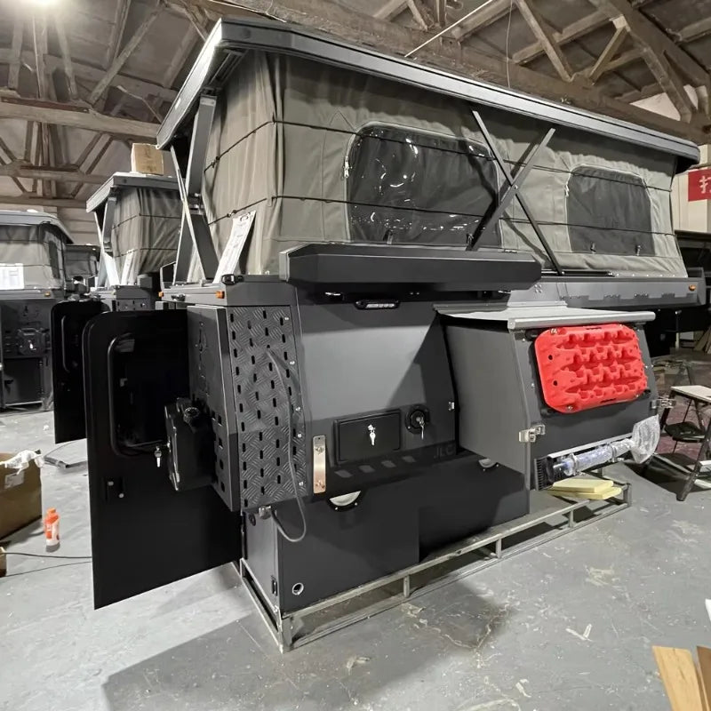 Truck Camping Cabin, Fully Equipped Pop-up Camping Cabin with Shower, Kitchen, Bed, and Storage, Suitable for Outings and Travel