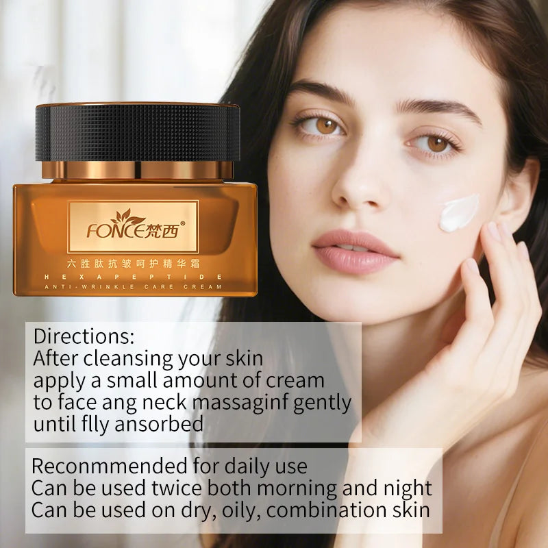 FONCE Hexapeptide Anti-wrinkle Essence Facial Cream, Fine Line Reducing, Moisturizing, Nourishing and Lifting Cream 50g