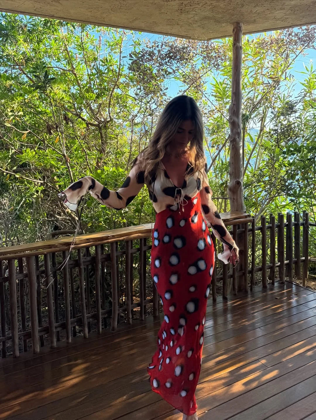 Sexy Printed Polka Dot Dress Retro Sheer Turn-down Collar Button Detachable Scarf Robe 2026 Summer Chic Y2k Women Casual Dresses