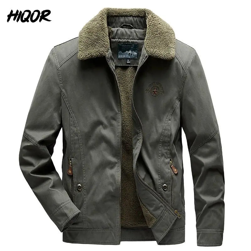 Autumn Winter Men's Cotton Thick Warm Fleece Jackets Stand Collar Fleece Lined Outdoor Workwear Warm Casual Style New Arrival