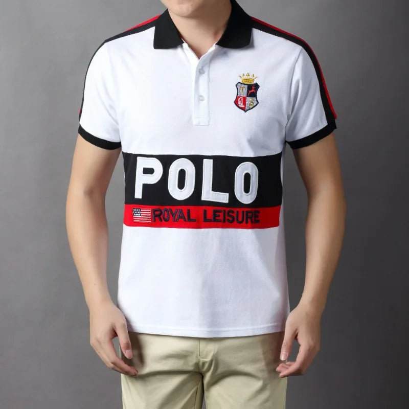 Plus Size 7XL 100% Cotton Summer Men's Polo Shirts Luxury Short Sleeve Contrast Color Letter Embroidery Simple Casual Male Tees