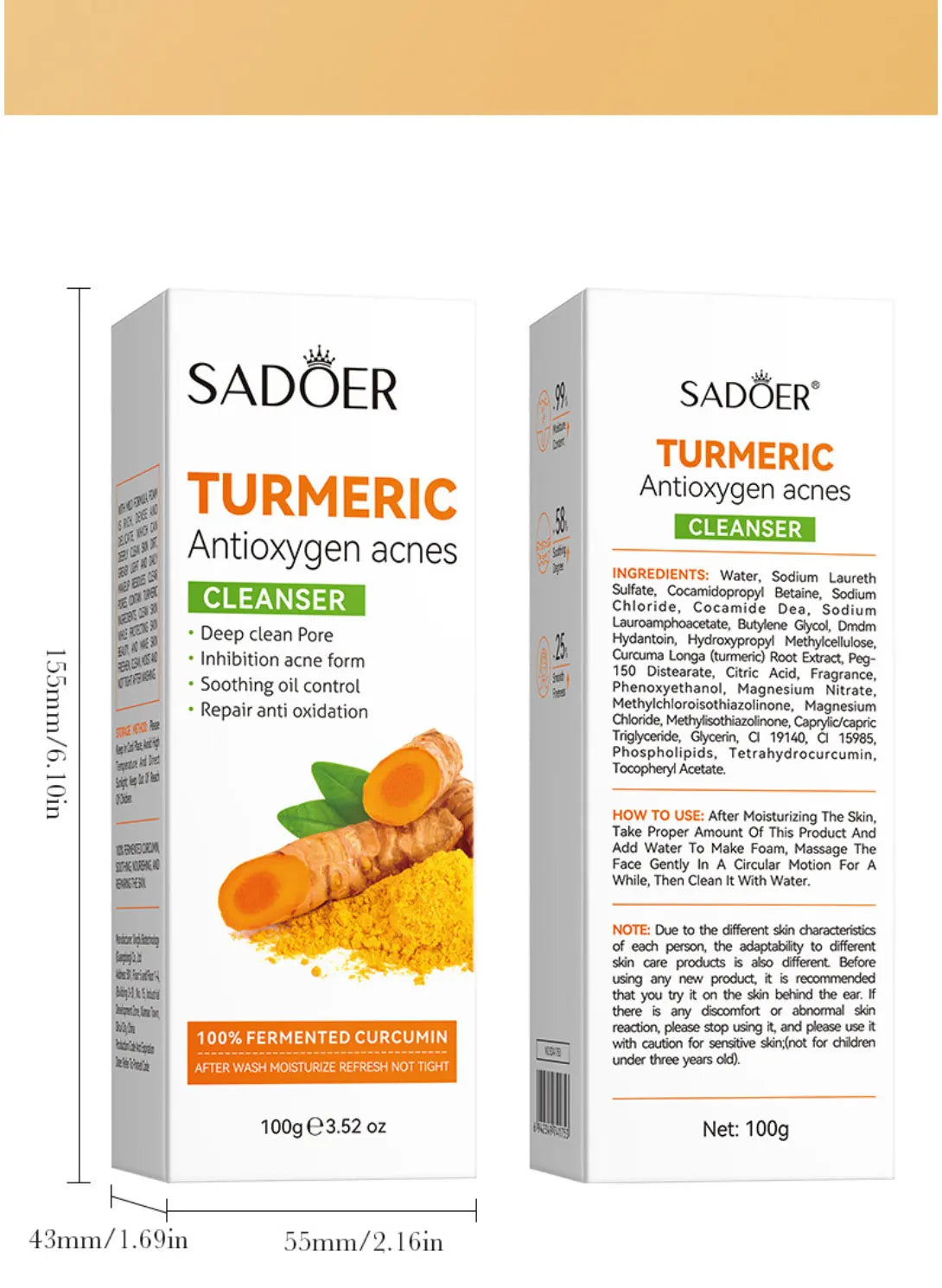 Turmeric Facial Cleanser: Antioxidant, Acne-Removing, Pore-Cleansing, Blackhead-Reducing, Oily Skin-Controlling, And Repairing.