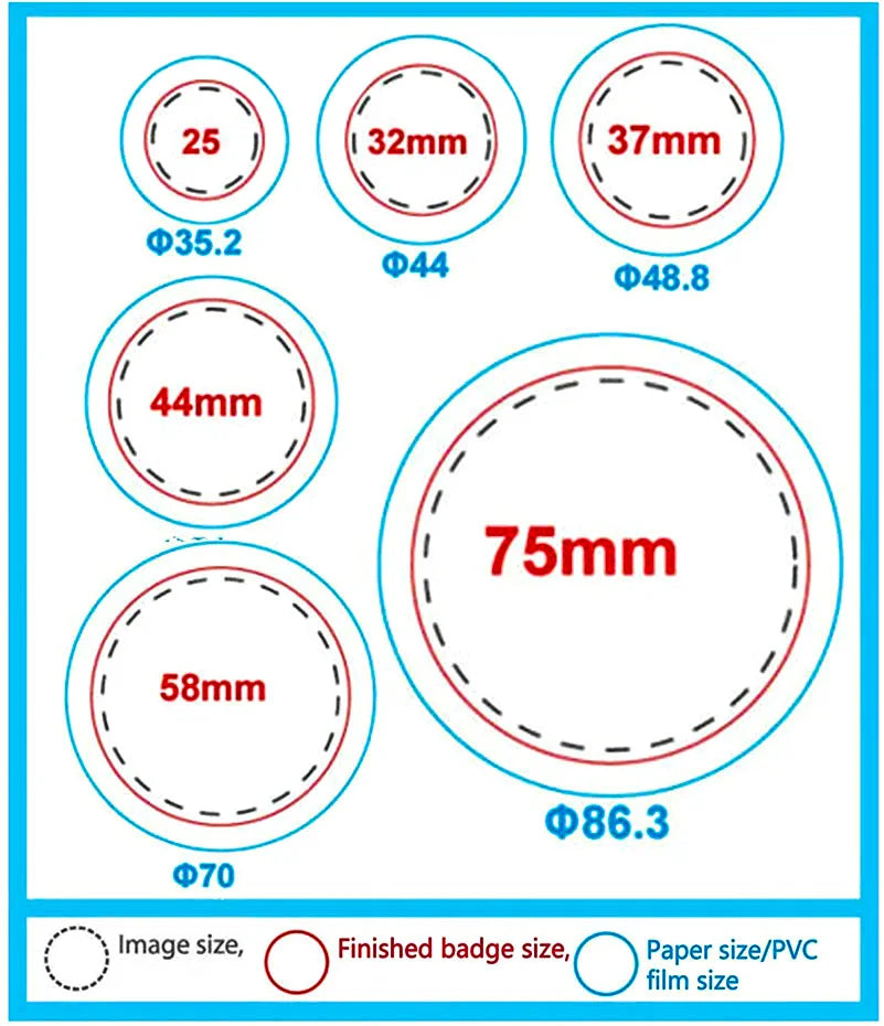 SucceBuy 25-75MM Badge Maker Machine DIY Button Pin Broochs Press Making Tool with 500/1000Pcs Circle Manufacture Button Parts