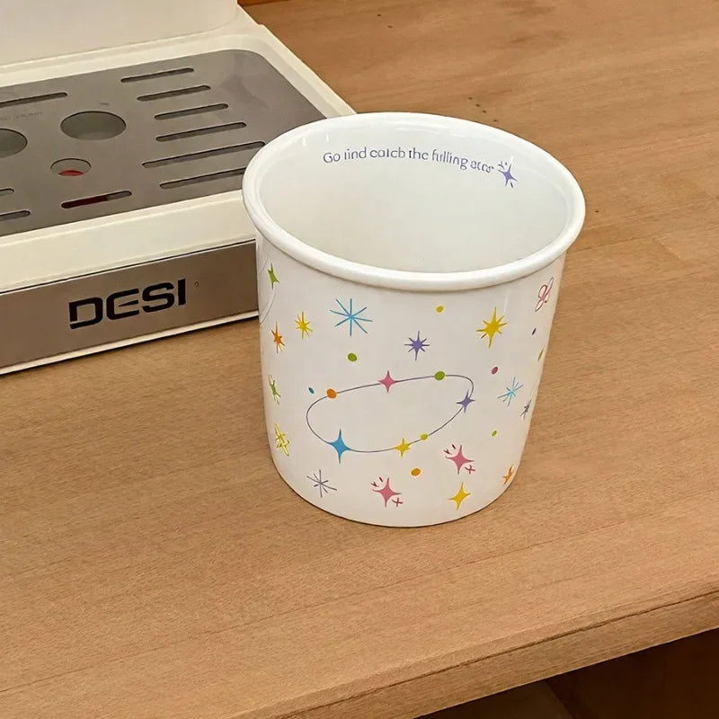 Ceramic Cup Breakfast Milk Cup Tea Hot Drinks Cold Drinks Light Luxury Minimalist Niche High-end Appearance Mug
