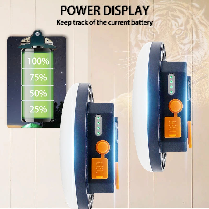 Rechargeable Camping Lights Outdoor Magnetic Suction Tent Lanterns Maintenance Emergency Lights High Light Flashlights 13500mah
