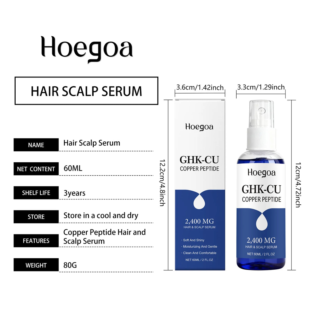 Hoegoa Ghk-Cu Copper Peptide Hair Serum Deep Nourishment Gloss Repair Strengthens Roots Conditions Scalp Lightweight Scalp Serum