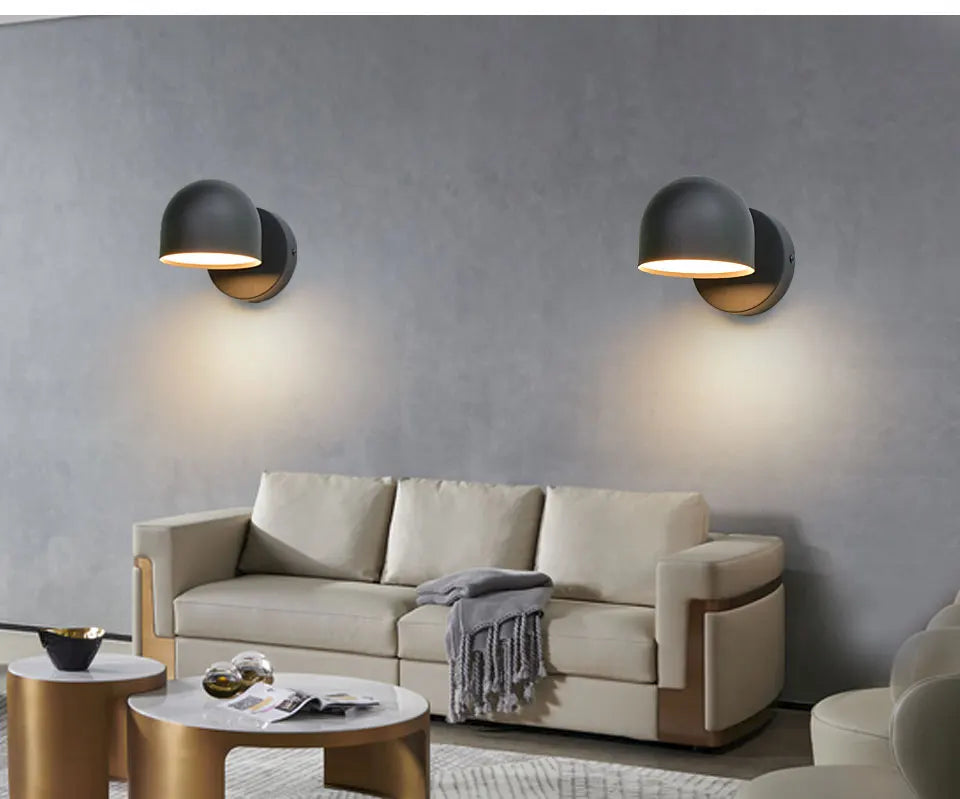 LED Indoor Wall Lamp Touch Dimming Wall Light 350° Rotatable Black White Lamp Hotel Aisle Bedroom Bedside Reading Wall Sconce