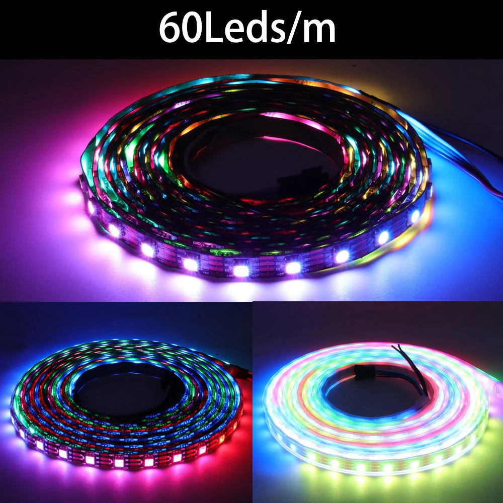 WS2812B WS2811 WS2813 WS2815 30/60/144pixels/leds/m 5050 RGB LED Strip WS2812 Individually Addressable Tape Light DC5V DC12V