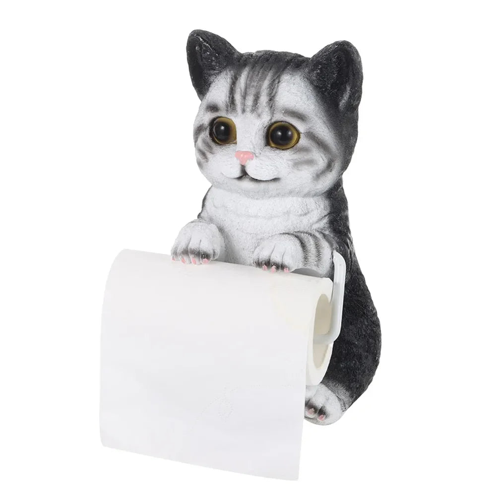 Resin Cat Toilet Paper Holder Wall Mounted Storage Dispenser Bathroom Paper Towel Dispenser Kitchen Tissue Dispenser