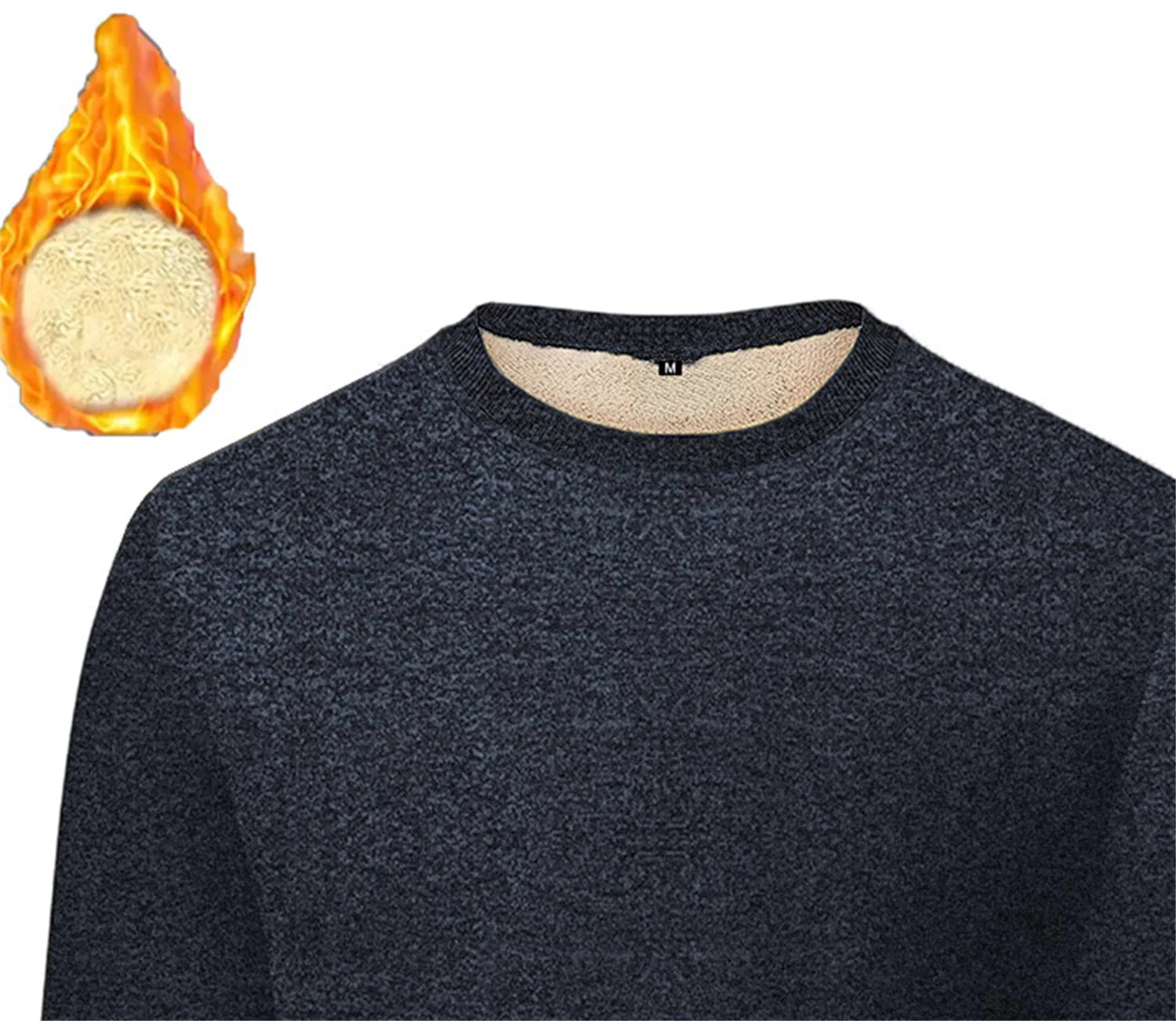 Lamb Fleece Round Neck Top for Men in Winter with Thick and Warm Fleece Hoodie