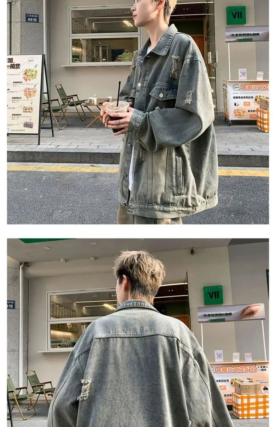 Washed Ripped Denim Jacket Men's 2026 Spring and Autumn Jacket Casual Trend