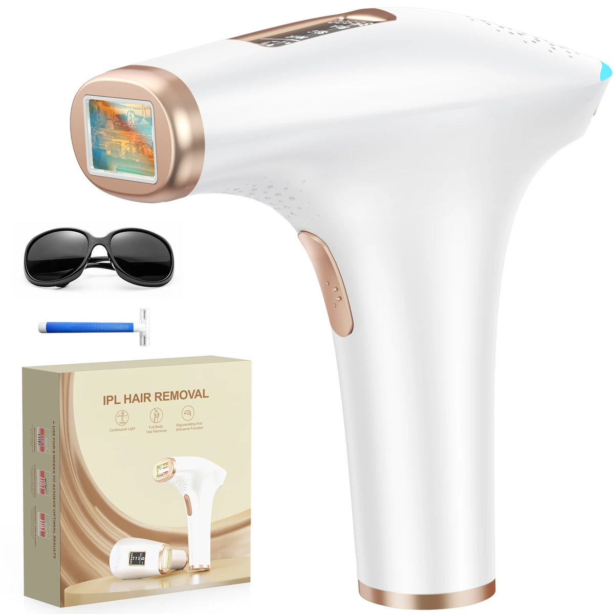 IPL Hair Removal 999900 Flashes IPL Device HR/RA/SC 3 in 1 Epilator Device 5c㎡ Flash Window 17.6J for Facial Legs Arms Bikinis Whole Body Use