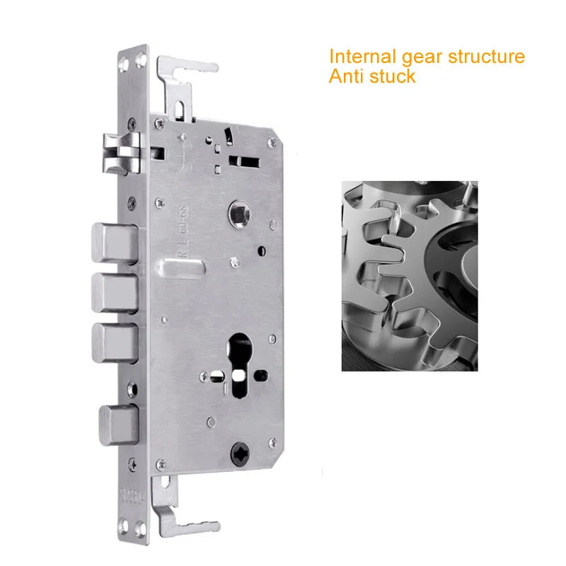 6068 304 Stainless Steel Security Door Lock Body Internal Gear Structure Anti Stuck for Smart Fingerprint Lock
