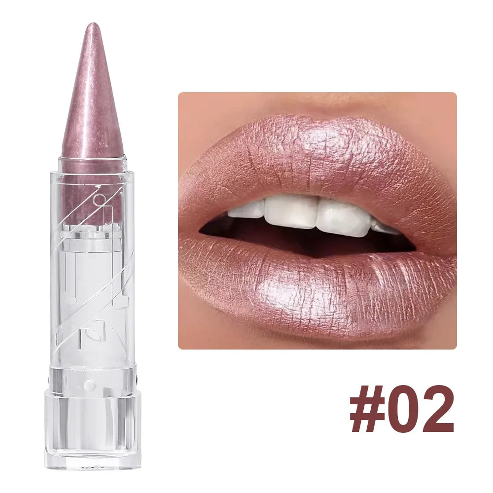 6Color Pearlescent Velvet Lipstick Pen Multipurpose Long-Lasting Moisturize Waterproof Brighten Glitter Lip Makeup Cosmetic Tool