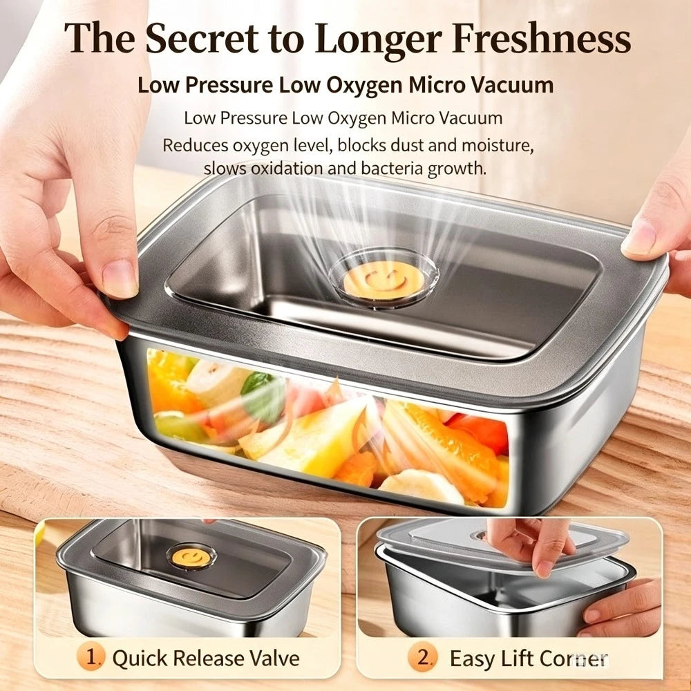 Food Storage Container Airtight Leakproof Lunch Box Freezer Microwave Safe Metal Meal Prep Box Refrigerator Food Keeper with Lid