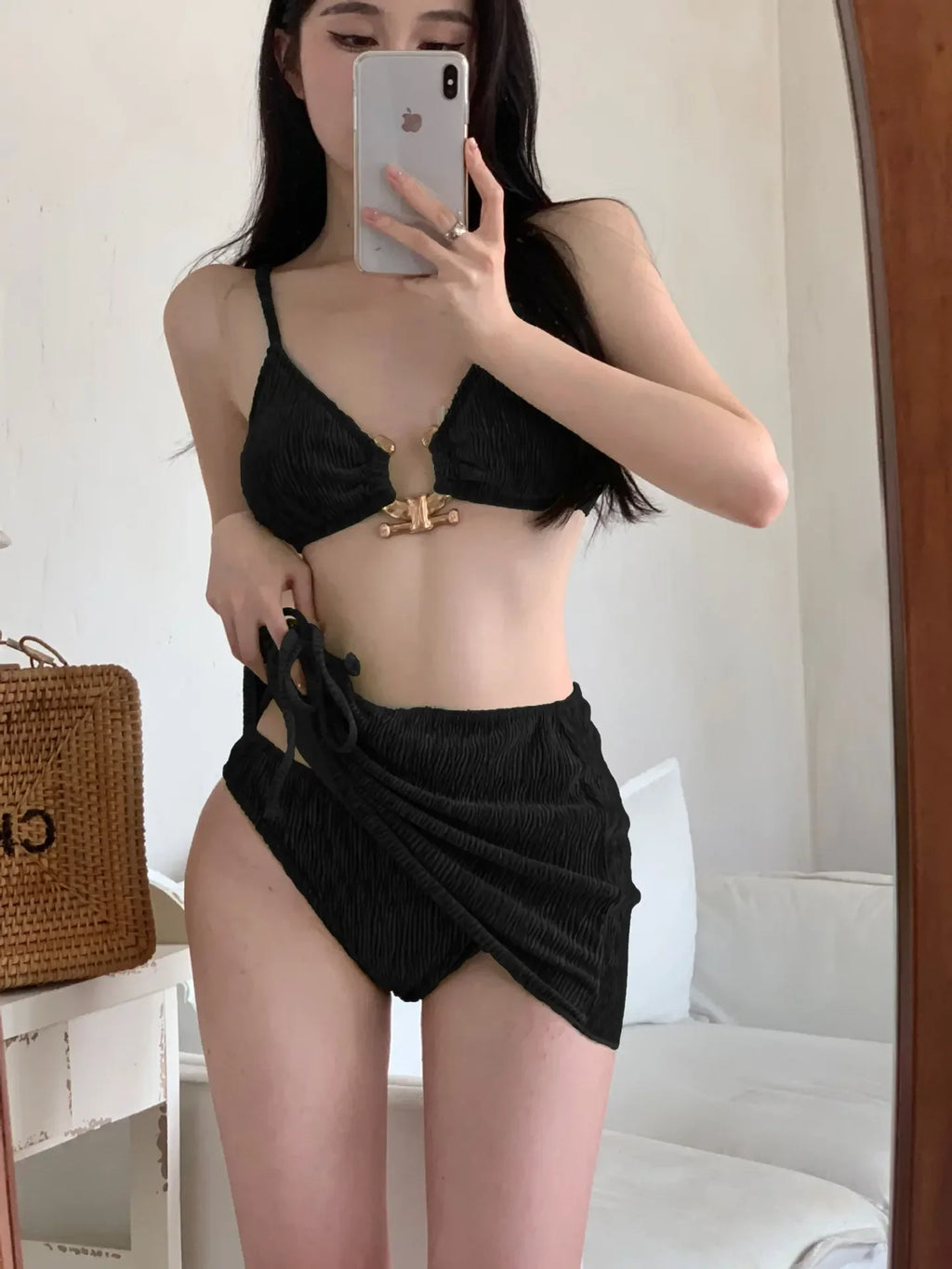 Bikini Three Piece Set Ins Style Split Swimsuit Vacation Beach Hot Elegant Fashionable High-end Women's Clothing 3 Colors