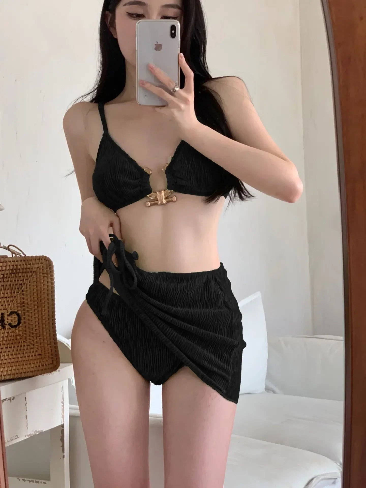 Bikini Three Piece Set Ins Style Split Swimsuit Vacation Beach Hot Elegant Fashionable High-end Women's Clothing 3 Colors