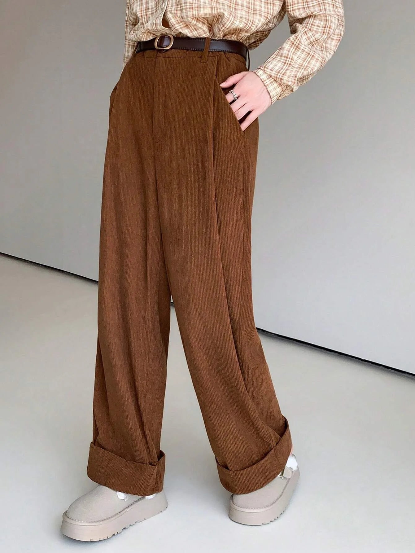 Loose and Lazy Elastic Waist Slimming Wide-leg Casual Pants, Trendy and Versatile Autumn Wide-leg Pants for Short Women