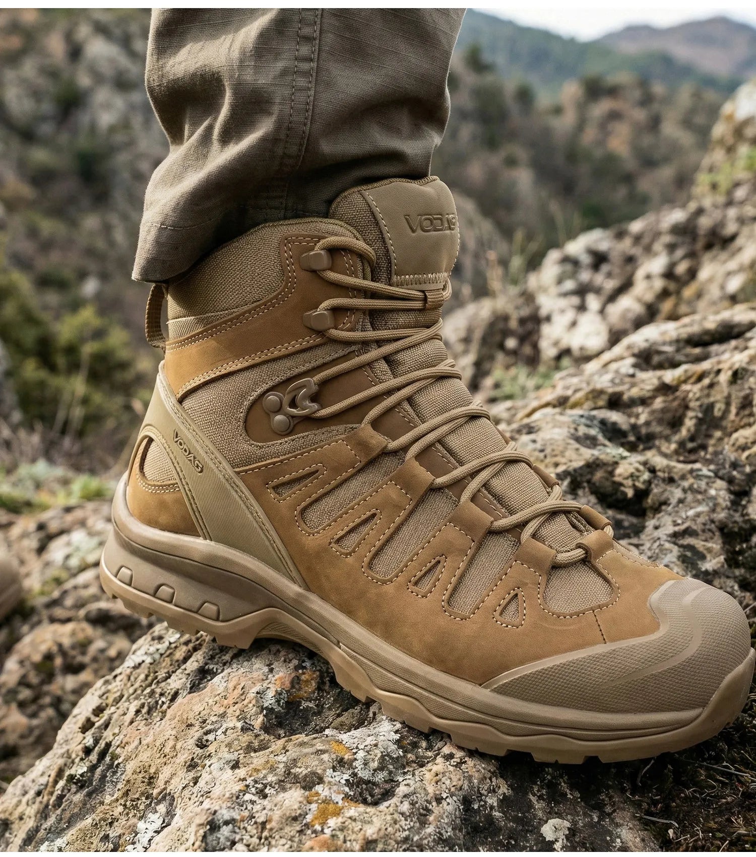 Men's Motorcycle Boots Waterproof  All Terrain Anti-slip Hiking Trekking Desert Combat 1000d Oxford Cloth Genuine Leather Boot