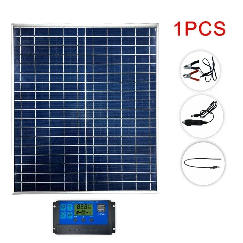 12V Photovoltaic 500W 1000W Solar Panel Power Bank Kit 100A Controller Solar Plate for Home/Camping/RV/Car Fast Battery Charger