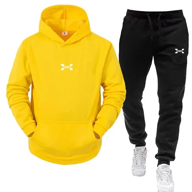 Men Women Hoodie Jogger Pants 2Pcs Set, Casual Street Tracksuit With Small Logo