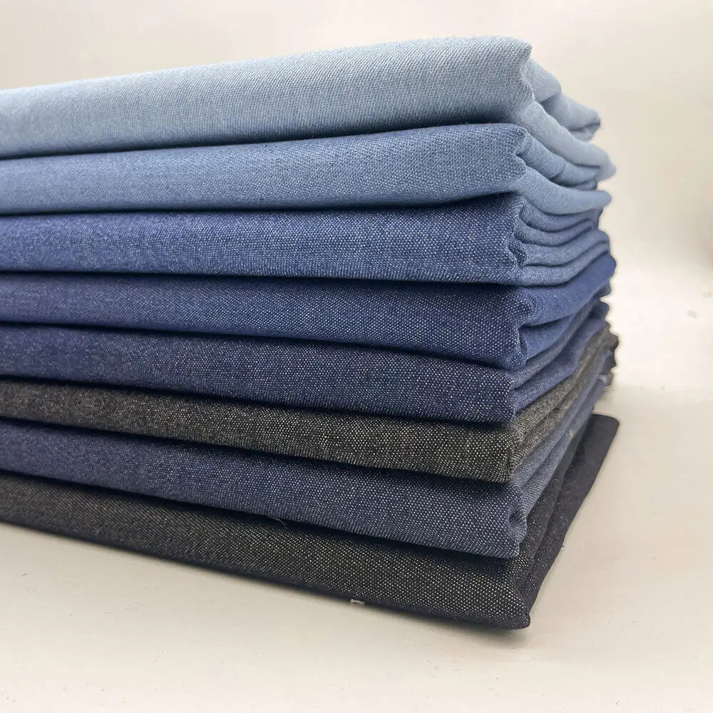 Vintage Cotton Blue Denim Fabric Light Thin Soft Cloth for DIY Dolls Clothing Jeans Dress Bag Cap Apron Crafts Manual Material