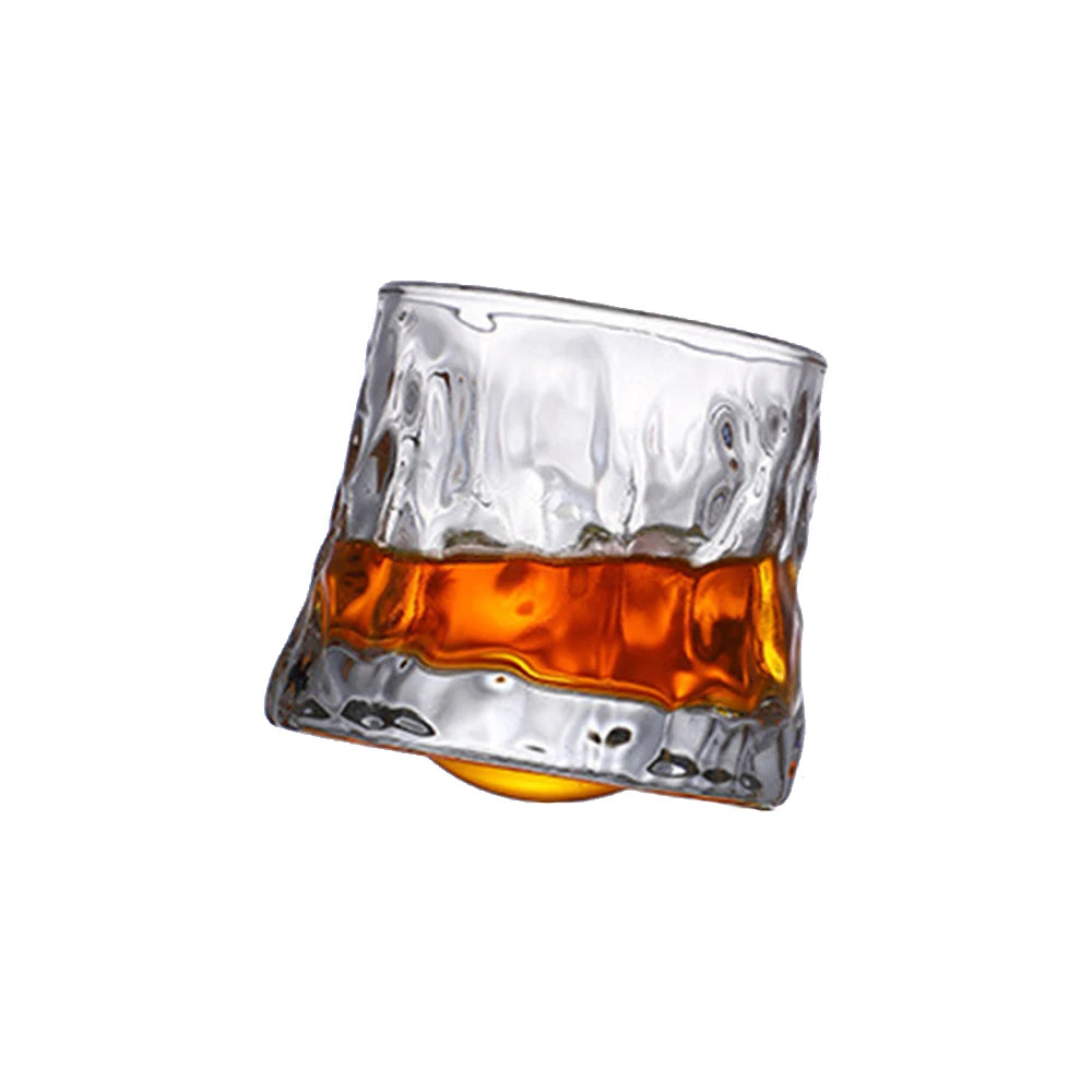 Crystal Whiskey Glasses Tumbler Rotatable Old Fashioned Glass Cup Juice Drink Coffee Wine Cup for Bar Home Christmas Gifts