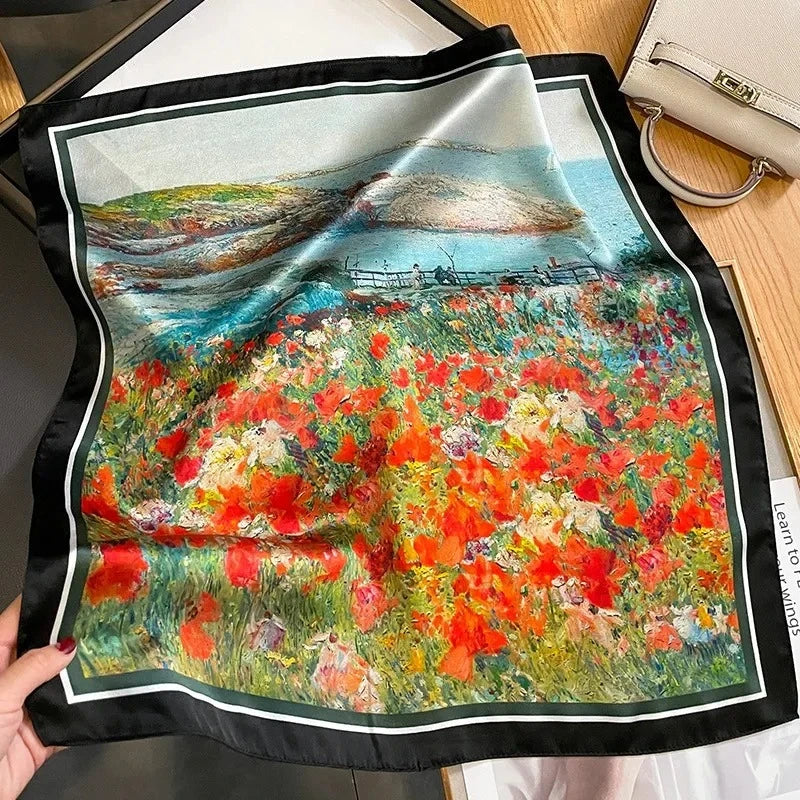 Nature Silk Neck Scarves Lady Foulard Lovely Strawberry Print 100% Real Silk Square Scarf for Women Bag Ribbon Hairband Kerchief