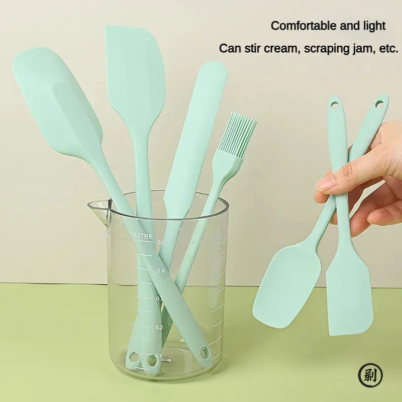 6pc Silicone Spatula set for baking-cake frosting kit with brush, non-stick scrapers & cream spreads |   cute kitchen gadgets